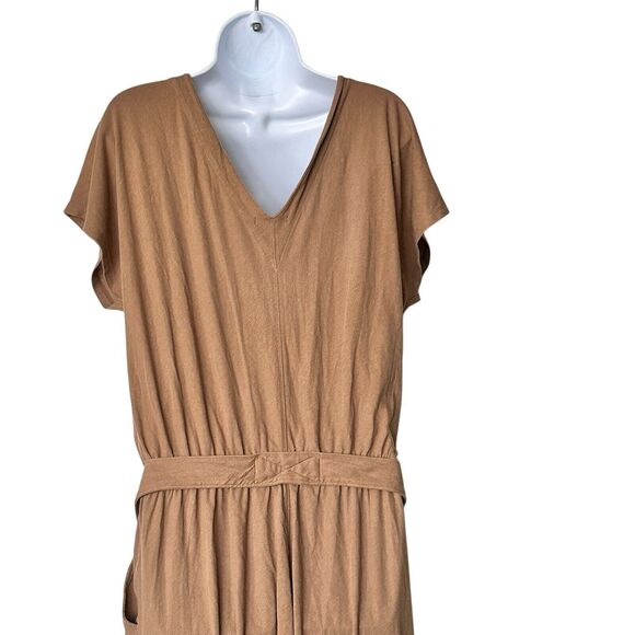 ATM Anthony Thomas Melillo L High Torsion  OAO Sahara Cotton Tan Belted Jumpsuit - Picture 7 of 11